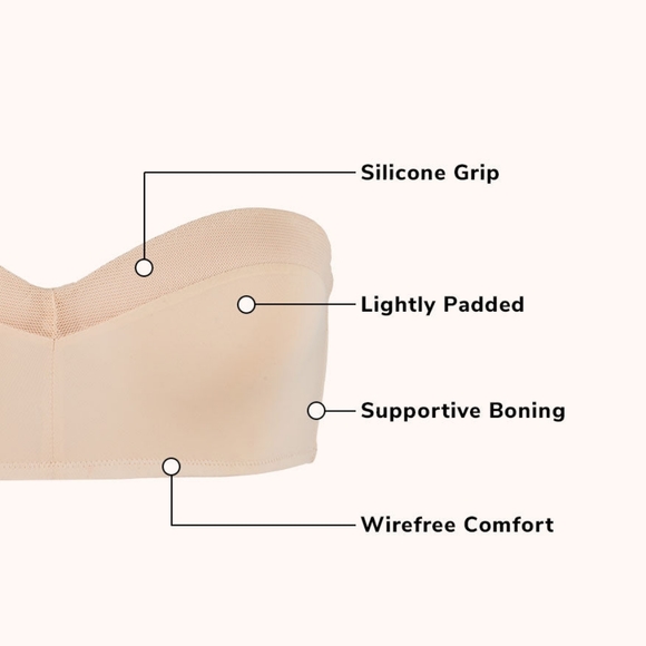 LIVELY No-Wire Strapless Bra, Size 36DDD, Toasted Almond - Picture 3 of 10